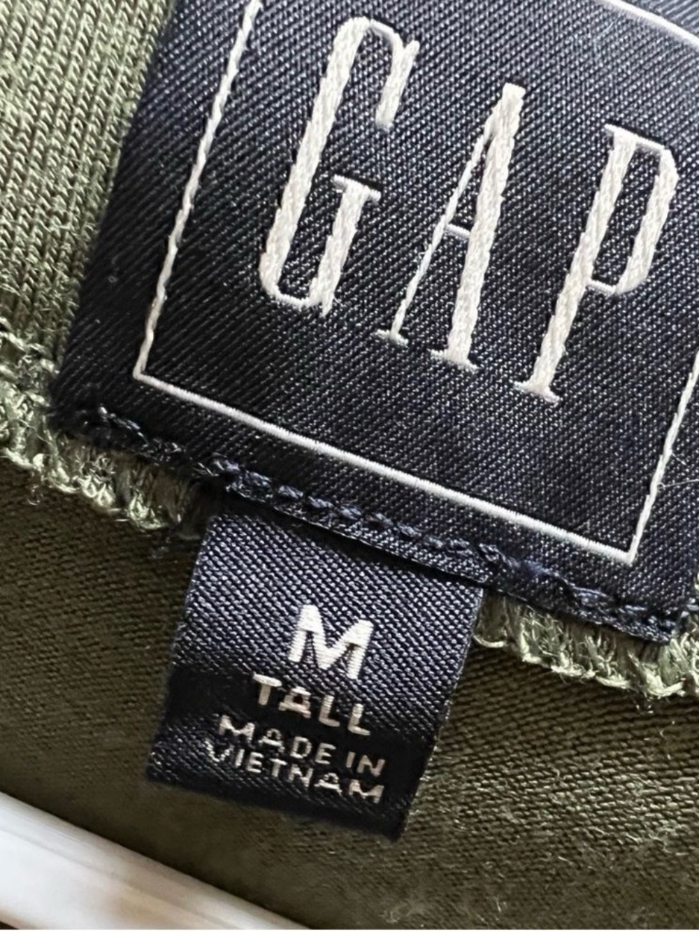 GAP Olive Green V-Neck Midi Dress with Covered Buttons - Picture 2 of 2